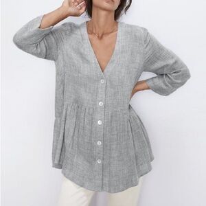 Zara Gray Button-Down tunic